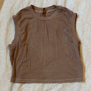 SKIMS Sleeveless Crewneck Crop Top - Brown